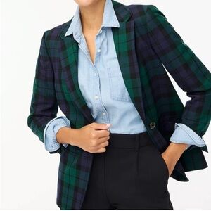 J. Crew Women's Plaid Blazer in Navy and Green NWOT